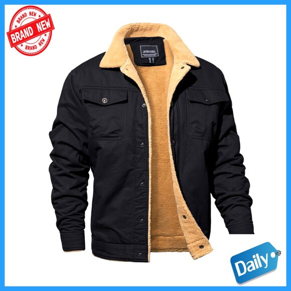 Other - Cotton Cargo Jacket Sherpa Fleece Lined Work Coat with 5 Pockets Classic